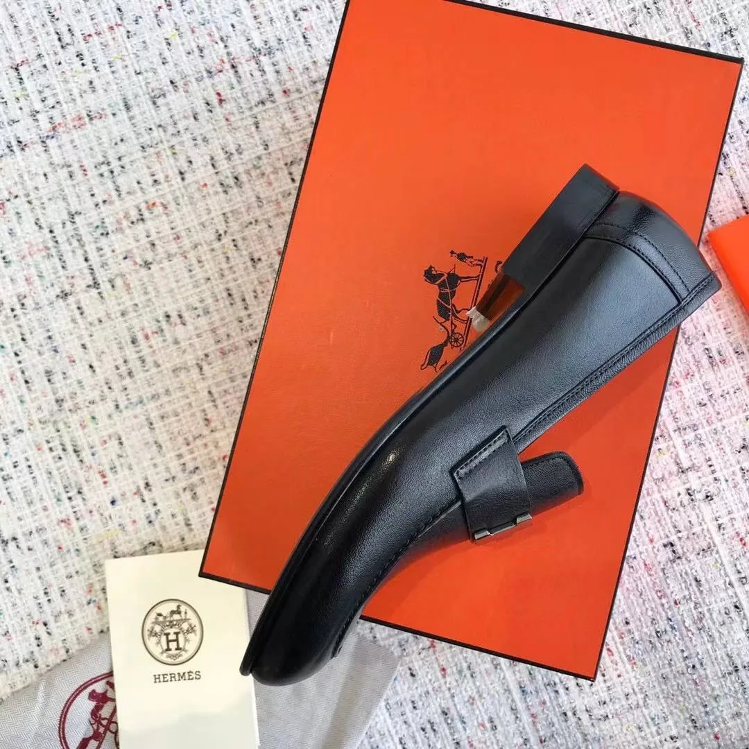 Лоферы Hermès Paris из чёрной кожи — фото 3