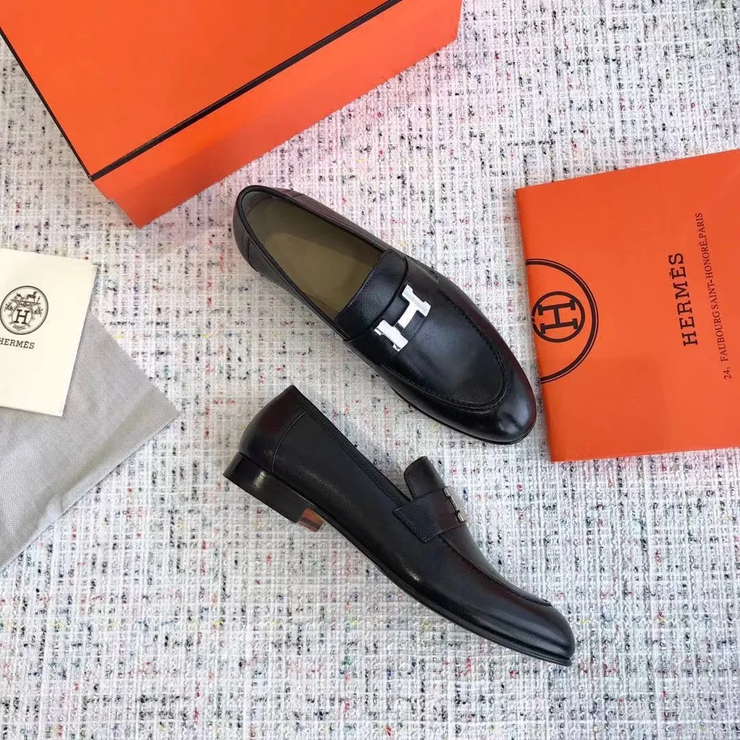 Лоферы Hermès Paris из чёрной кожи — фото 4