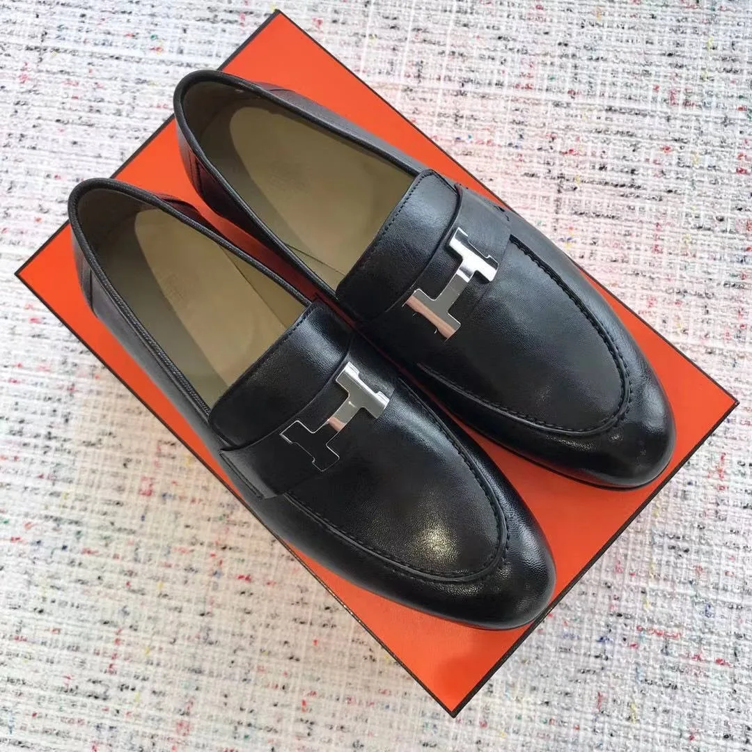 Лоферы Hermès Paris из чёрной кожи — фото 5