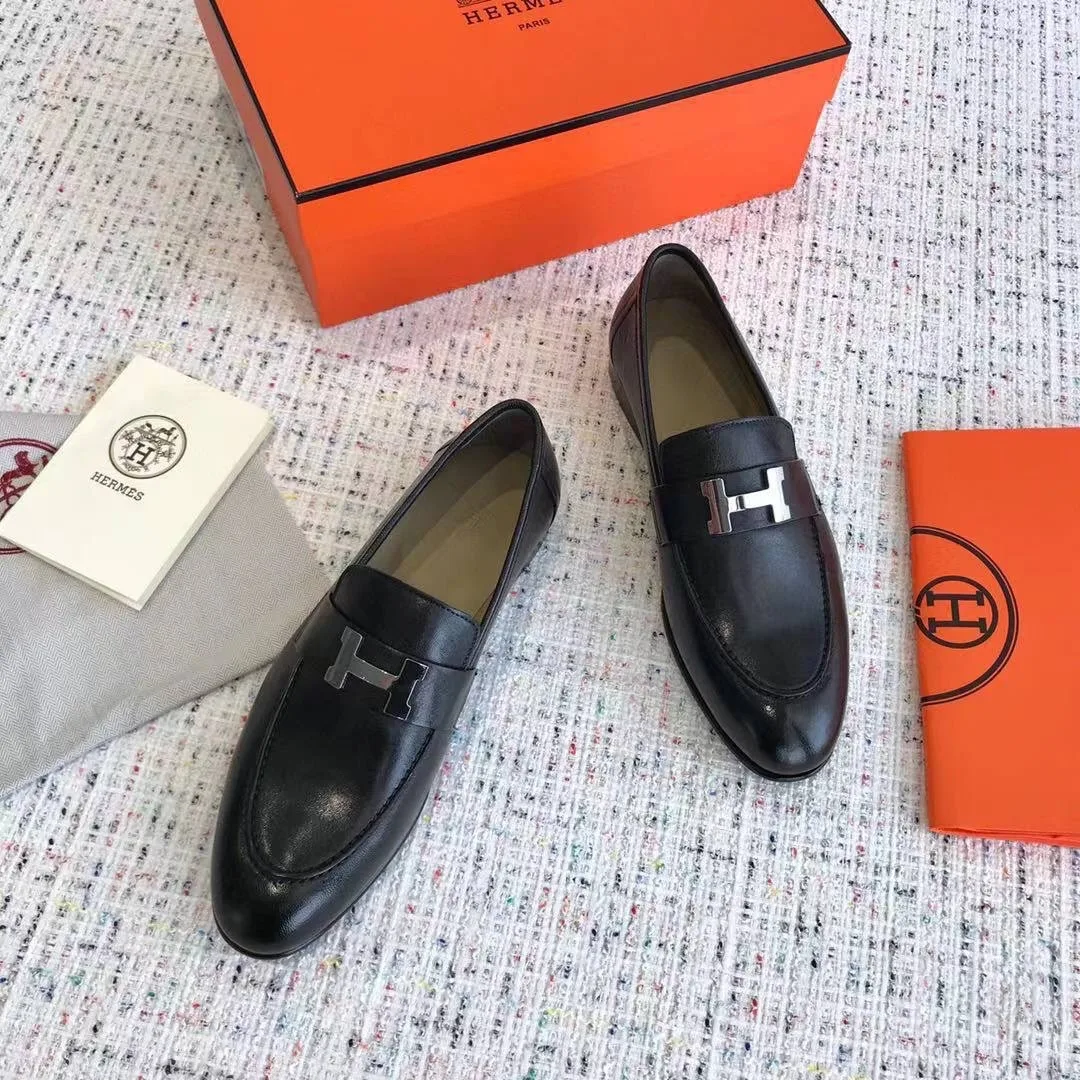 Лоферы Hermès Paris из чёрной кожи — фото 9