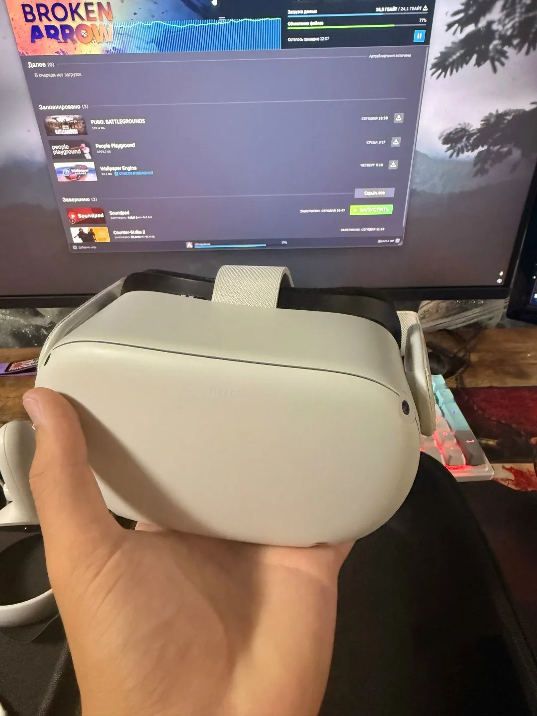 Продам очки VR Oculus Quest 2 128gb. ПО последнее обновление, линзы без царапин. купил год назад, но по факту пользовалс — фото 1