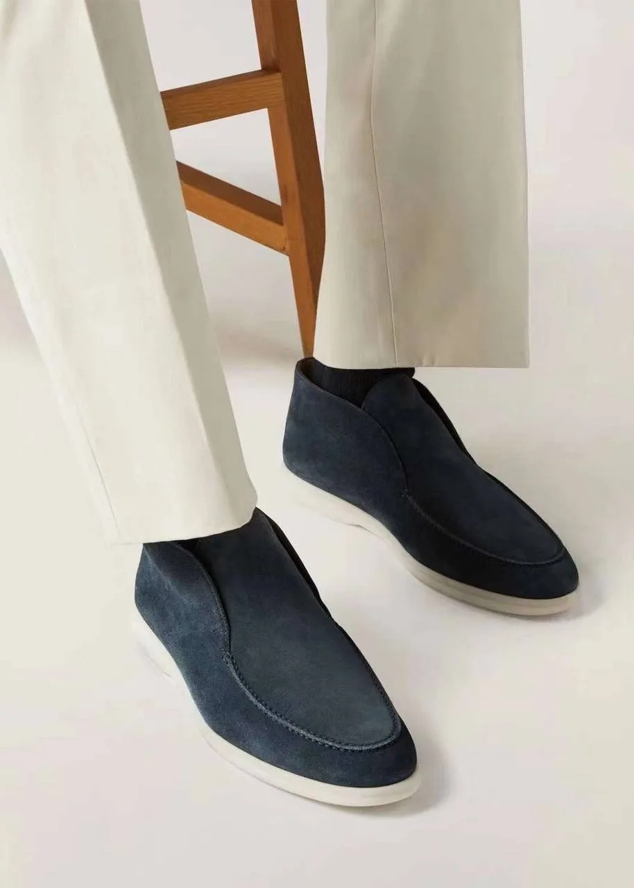 Лоферы Loro Piana из натуральной замши темно-синего цвета — фото 2