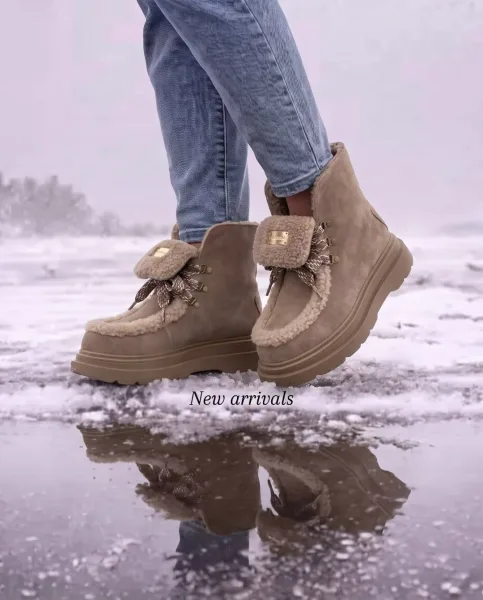 Женские ботинки из натуральной замши с натуральным меховым ворсом — фото 22
