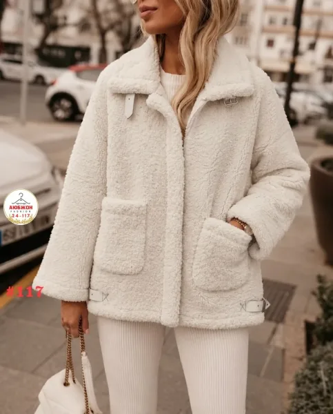 Теплый модненкый дублёнка в одном цвете — фото 1