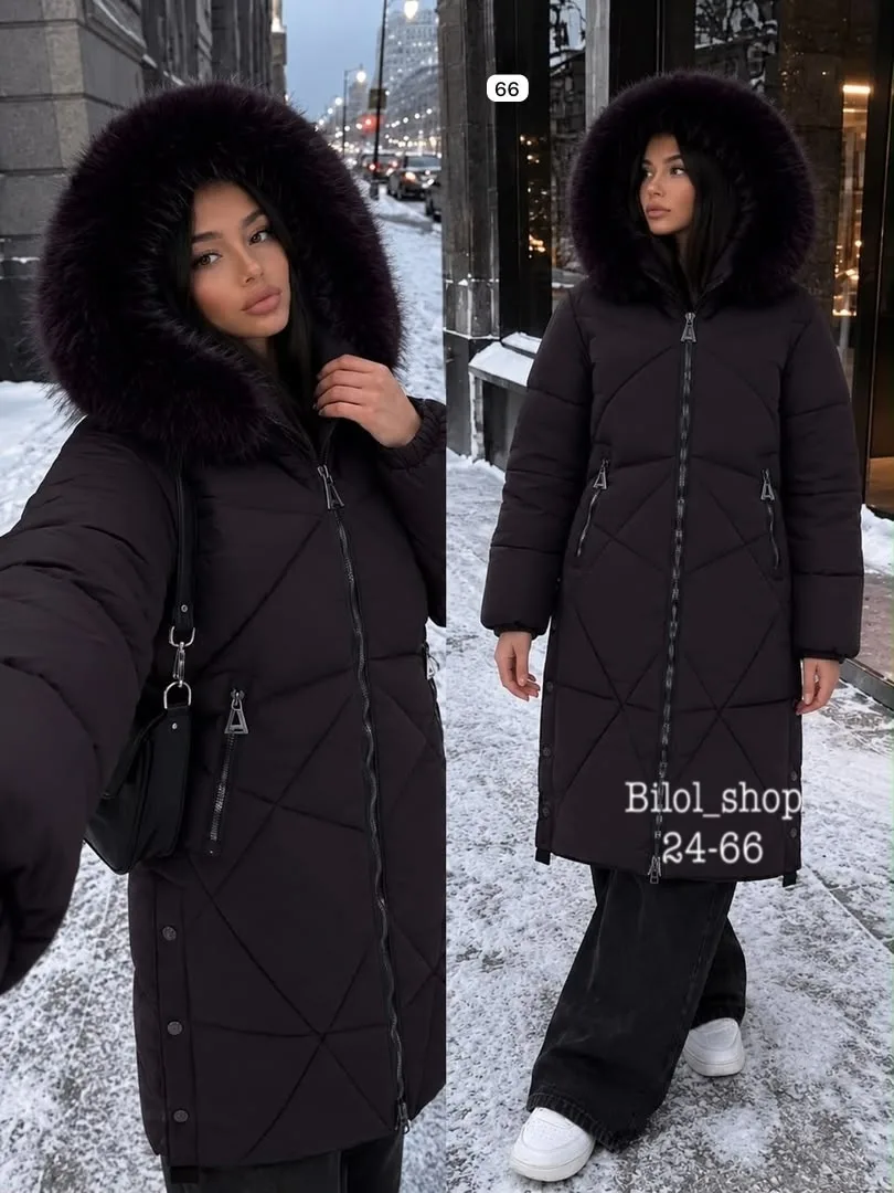 Тёплая и удобная куртка с мягким меховым воротником — фото 1