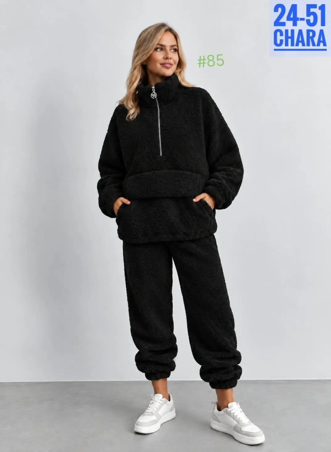 Мягкий, тёплый и невероятно уютный костюм Oversize идеальный вариант для прохладной осени и зимы Чёрный — фото 2