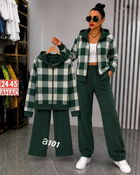 Костюм двойка с кенгуру-карманом, ткань рубашка — теплый кашемир, штаны — флис — фото 3