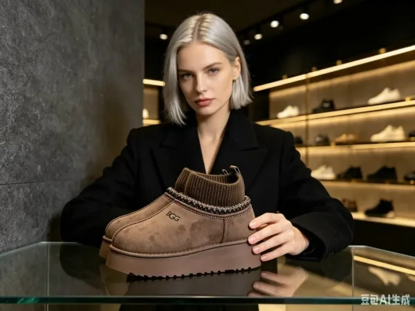 Зимние ботинки UGG на платформе из premium-материала — фото 7