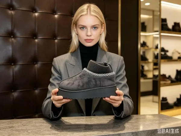 Зимние ботинки UGG на платформе из premium-материала — фото 10