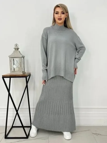 Костюм трикотажный с юбкой oversize 44-52 — фото 12