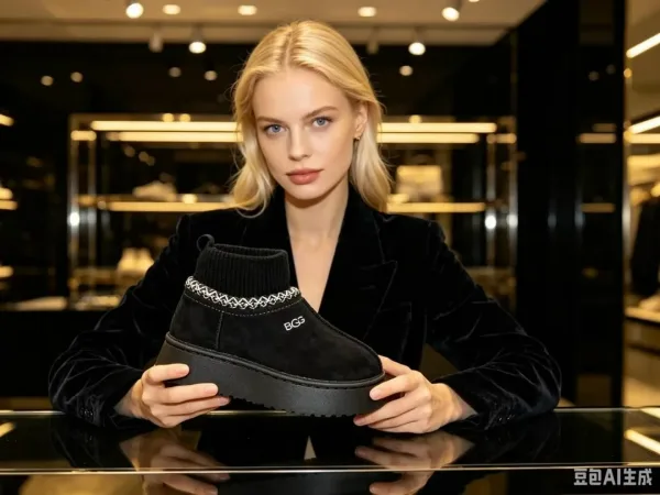 Зимние ботинки UGG на платформе из premium-материала — фото 12