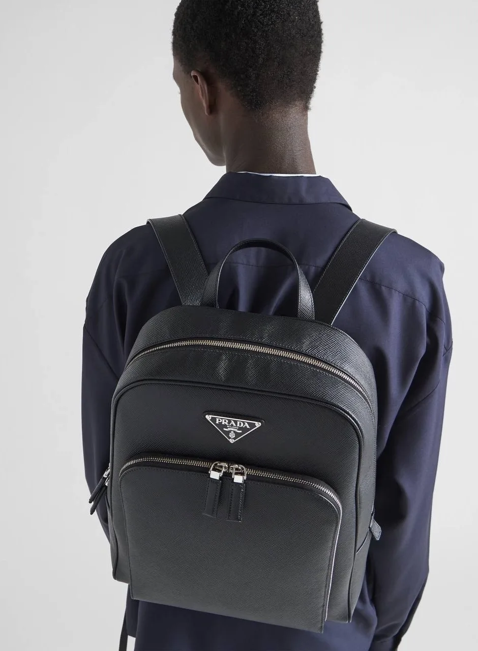 Prada Saffiano мужской рюкзак из фирменной кожи — фото 2