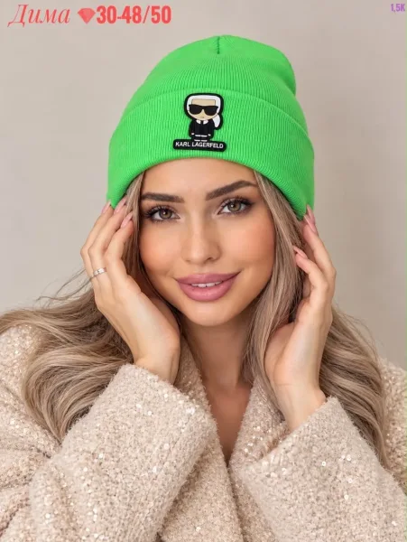 Двойная шапка из смеси шерсти и акрила — фото 4
