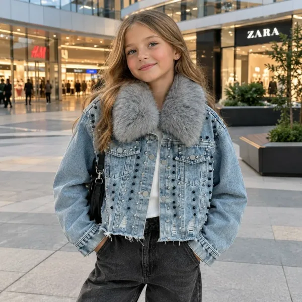 Куртка, джинс, эко мех съемный — фото 4