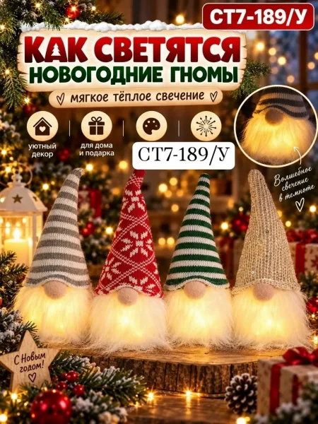 Новогодние гноми декоративные, праздничный декор — фото 1