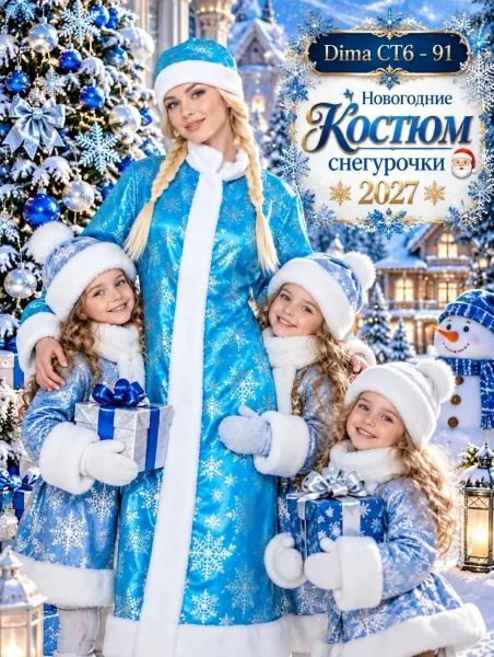 Костюм Снегурочка с перчатками и шапкой — фото 3