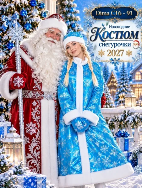 Костюм Снегурочка с перчатками и шапкой — фото 4