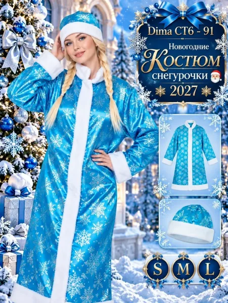 Костюм Снегурочка с перчатками и шапкой — фото 6