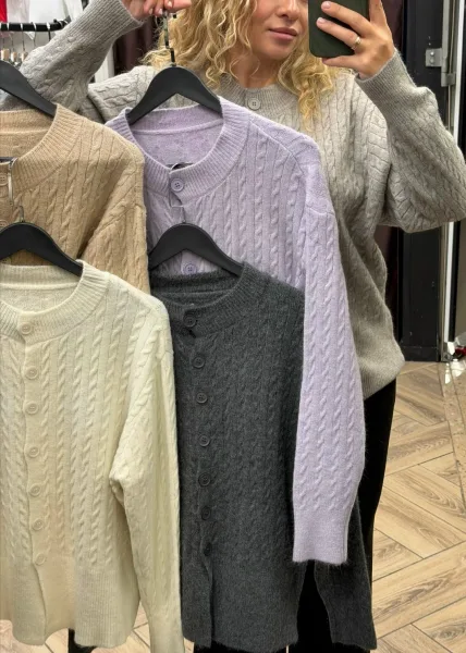 Уютный кардиган машинная вязка - 1400 — фото 3