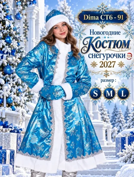 Костюм Снегурочка с перчатками и шапкой — фото 2