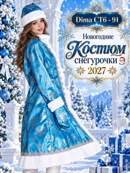 Костюм Снегурочка с перчатками и шапкой — фото 3