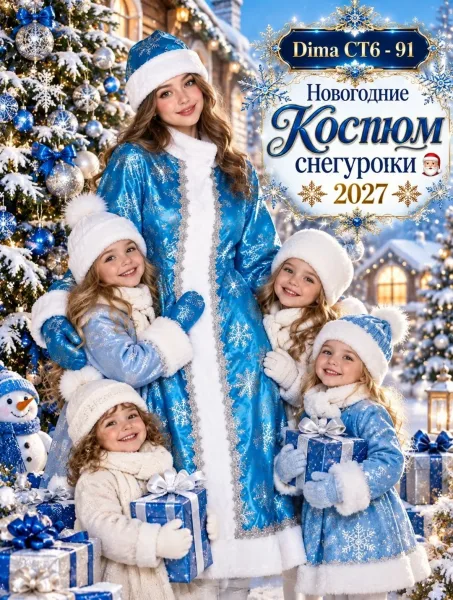 Костюм Снегурочка с перчатками и шапкой — фото 4