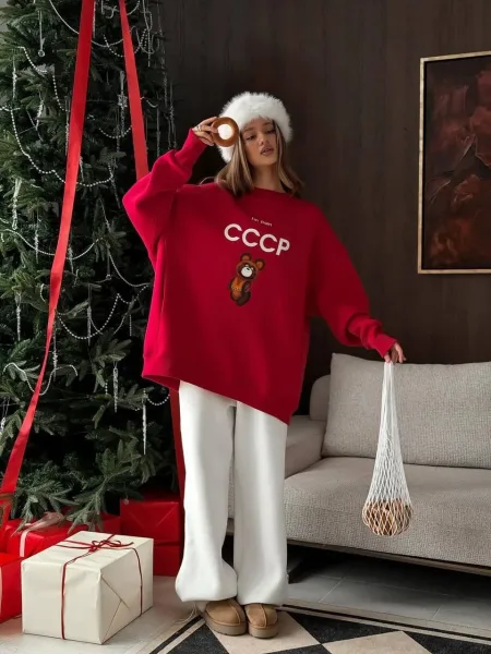 Свитшот женский с принтом Олимпийский мишка — фото 4
