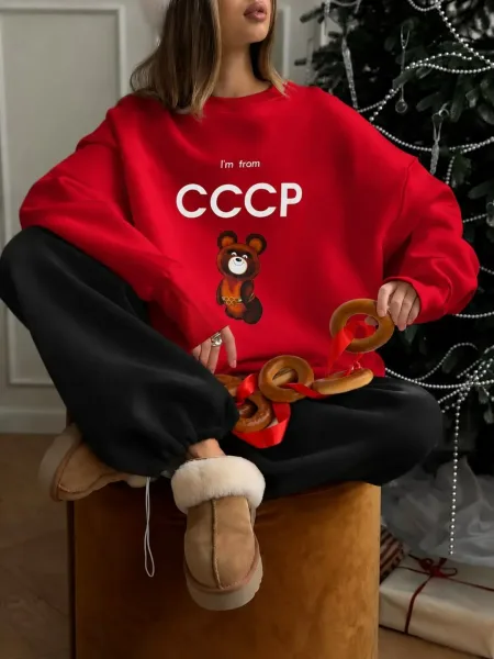 Свитшот женский с принтом Олимпийский мишка — фото 5