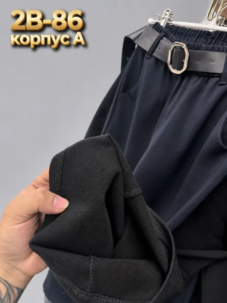 Брюки из флиса с начесом, ткань в рубчик на резинке — фото 2