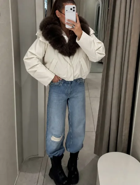 Куртка женская с меховым воротником — фото 14
