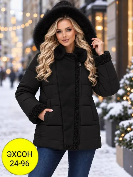 Куртка зимняя синтепоновая с барашковым ворсом — фото 1