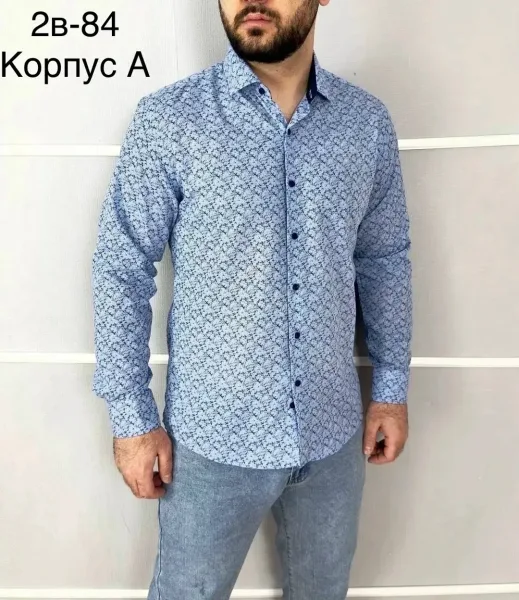 Рубашка длинные рукава мужская Slim Fit — фото 4
