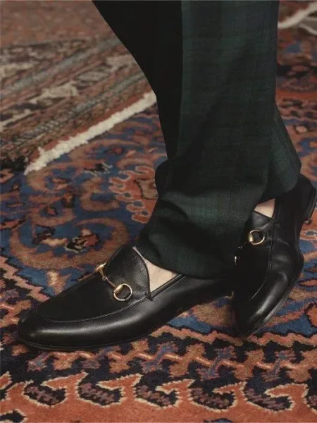 Gucci Jordaan мужские кожаные лоферы — фото 1