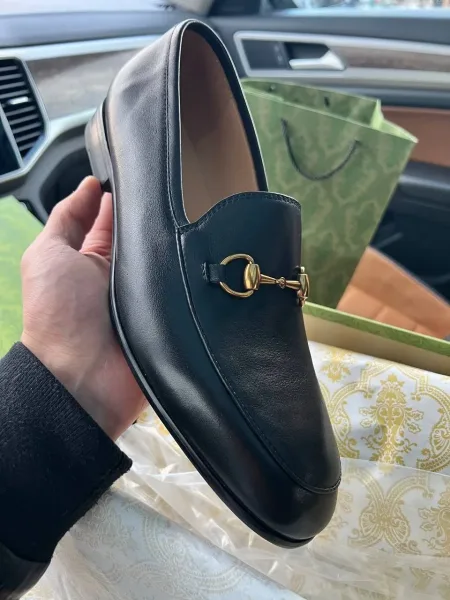 Gucci Jordaan мужские кожаные лоферы — фото 4