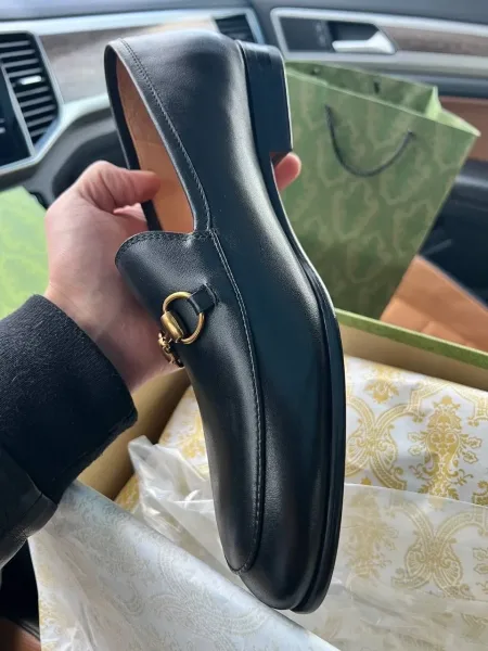 Gucci Jordaan мужские кожаные лоферы — фото 6