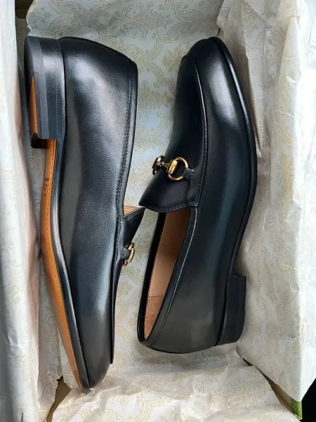 Gucci Jordaan мужские кожаные лоферы — фото 7