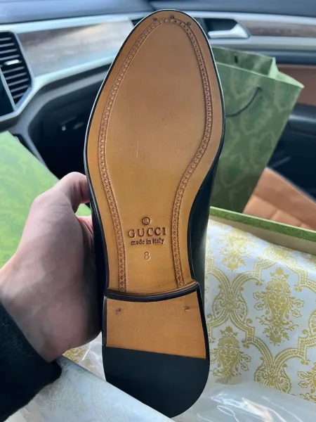 Gucci Jordaan мужские кожаные лоферы — фото 8