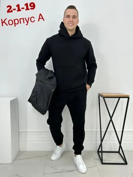 Спортивный костюм с начёсом и меховым воротником — фото 4