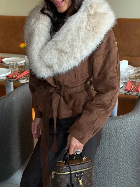 Пальто GRAY, замша — фото 8