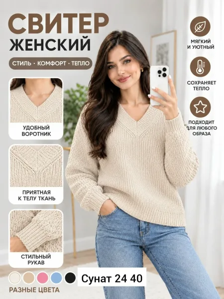 Однотонный свитер из натурального кашемира — фото 3