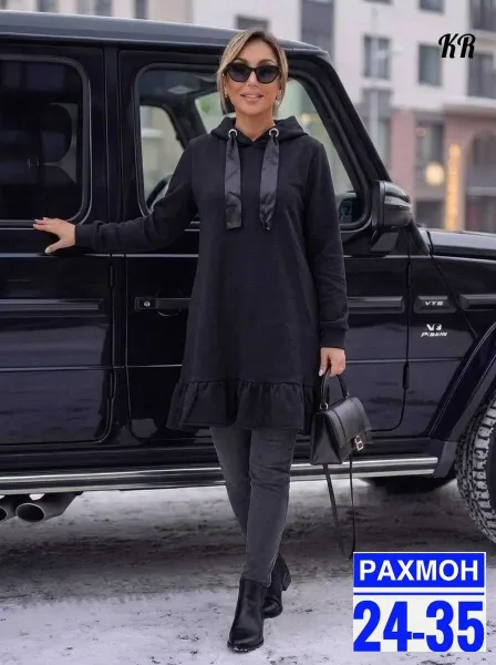 Утеплённое платье-туника из двунитового материала на флисе — фото 3