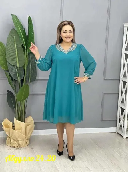 Платье из шифона с подкладкой в четырёх расцветках — фото 1