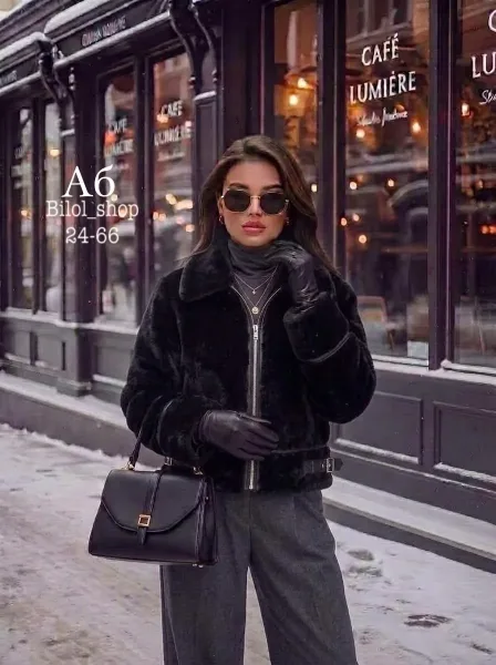 Пальто Одна из самых популярных дубленка года, кожа — фото 4