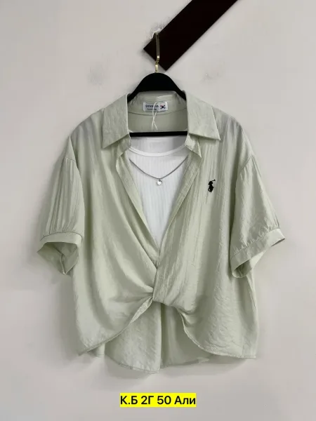 Женская рубашка POLO из тонкого натурального хлопка — фото 9