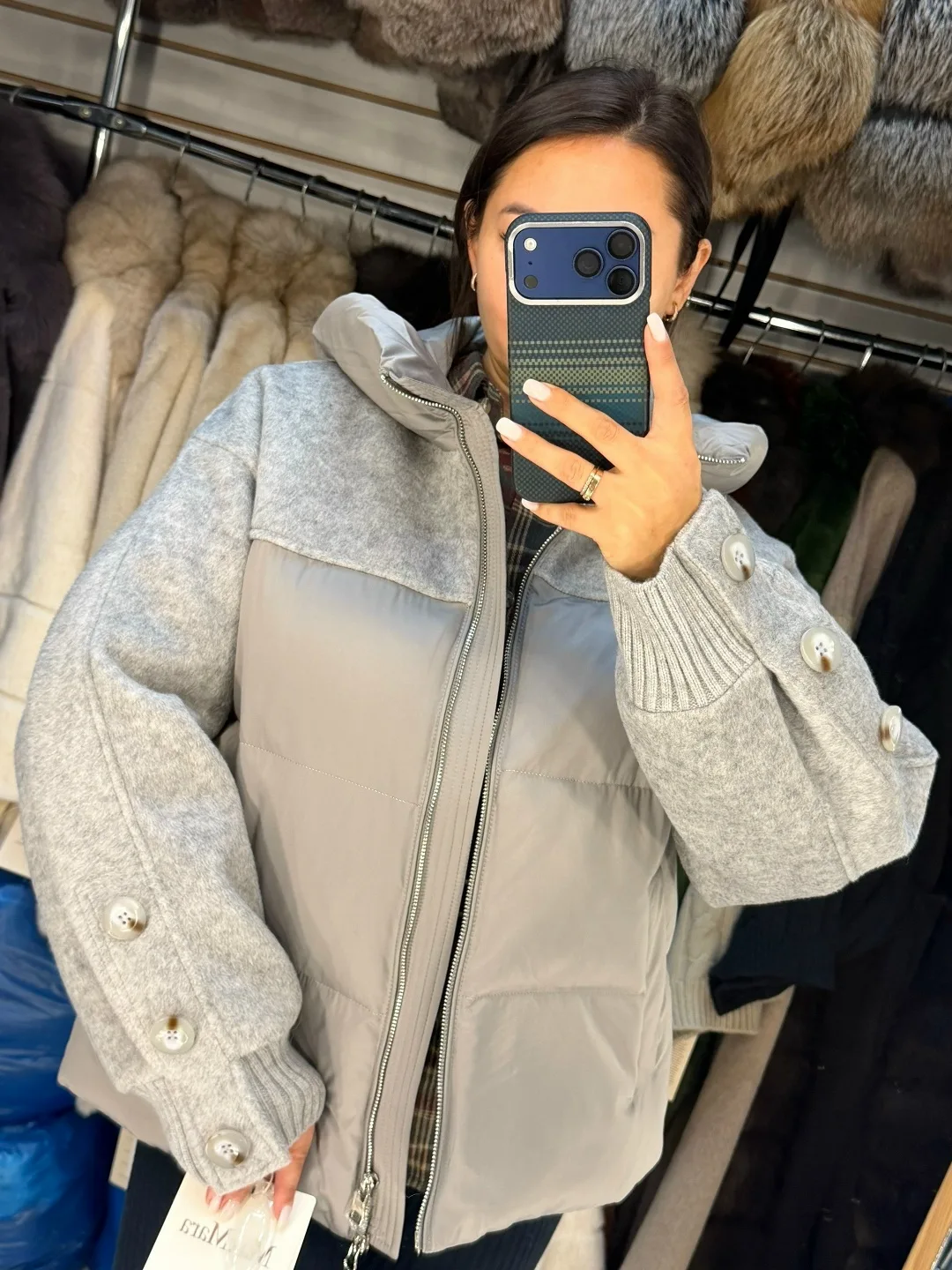 Пуховик Max Mara, валенная шерсть, пух и перо — фото 1
