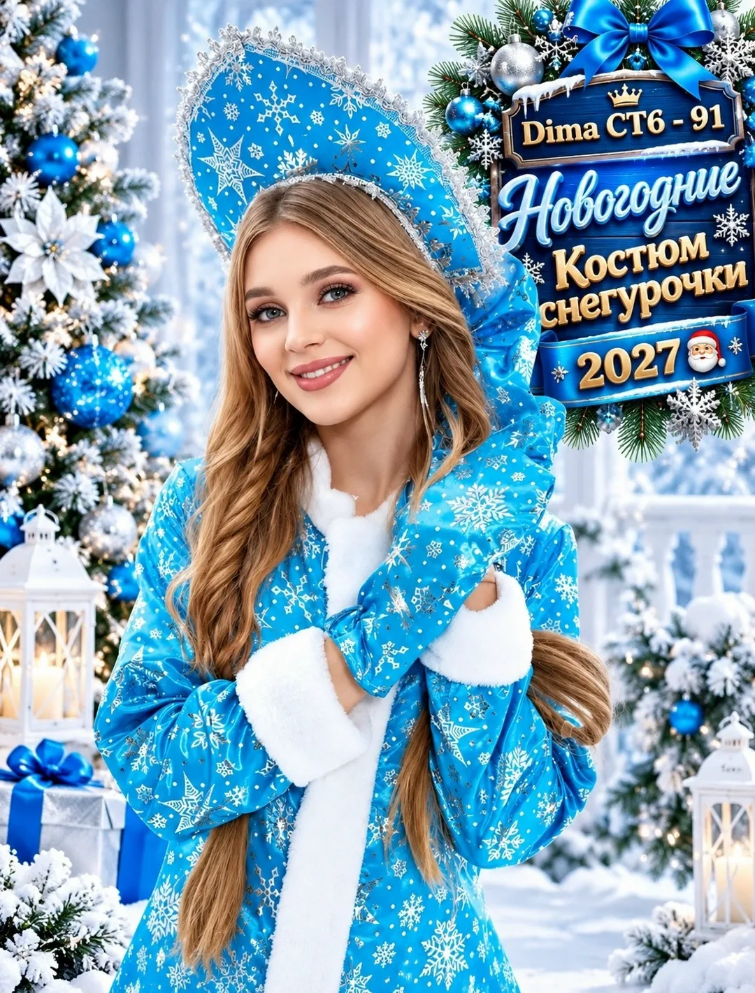 Костюм Снегурочка с перчатками и шапкой — фото 2