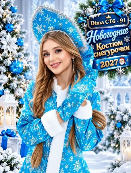 Костюм Снегурочка с перчатками и шапкой — фото 2
