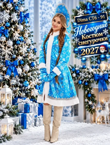 Костюм Снегурочка с перчатками и шапкой — фото 4