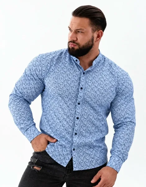 Рубашка длинные рукава мужская Slim Fit — фото 4