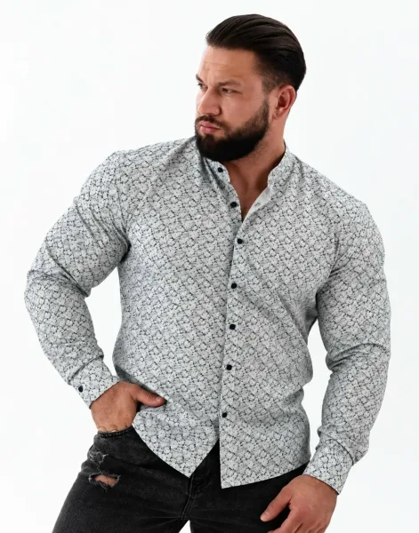 Рубашка длинные рукава мужская Slim Fit — фото 5